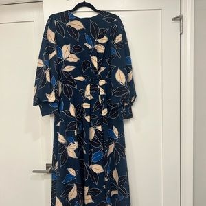 Maggy London womens side gather detailed floral midi dress